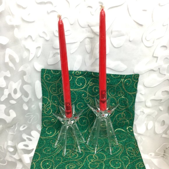 Starburst Glass Candlesticks Set of Two - Picture 2 of 16